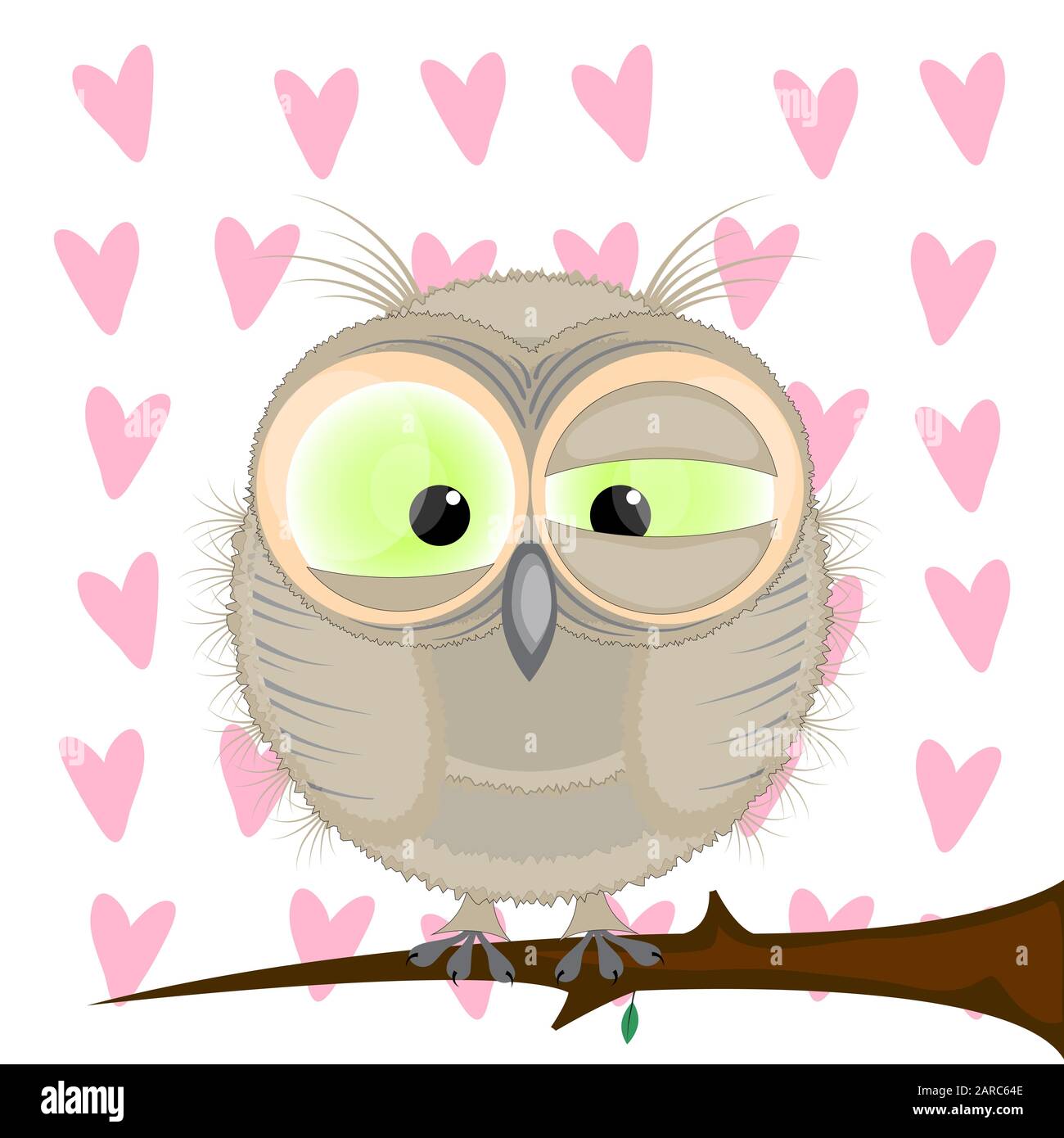 owl seduto su un ramo. illustrazione vettore cartone animato. Illustrazione Vettoriale