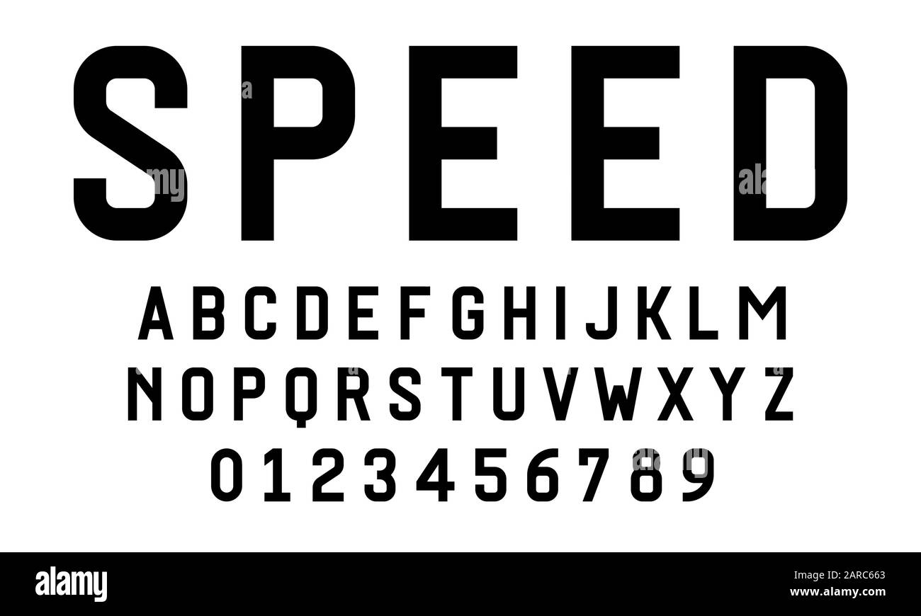 Set di font alfabeti lettere e numeri moderno vettore illustrazione Illustrazione Vettoriale