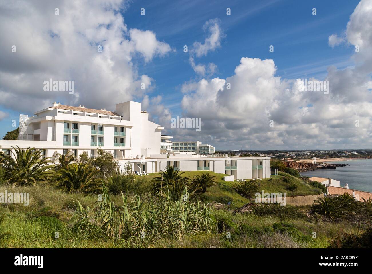 Casa sulla costa, Sagres, Algarve; Portogallo Foto Stock