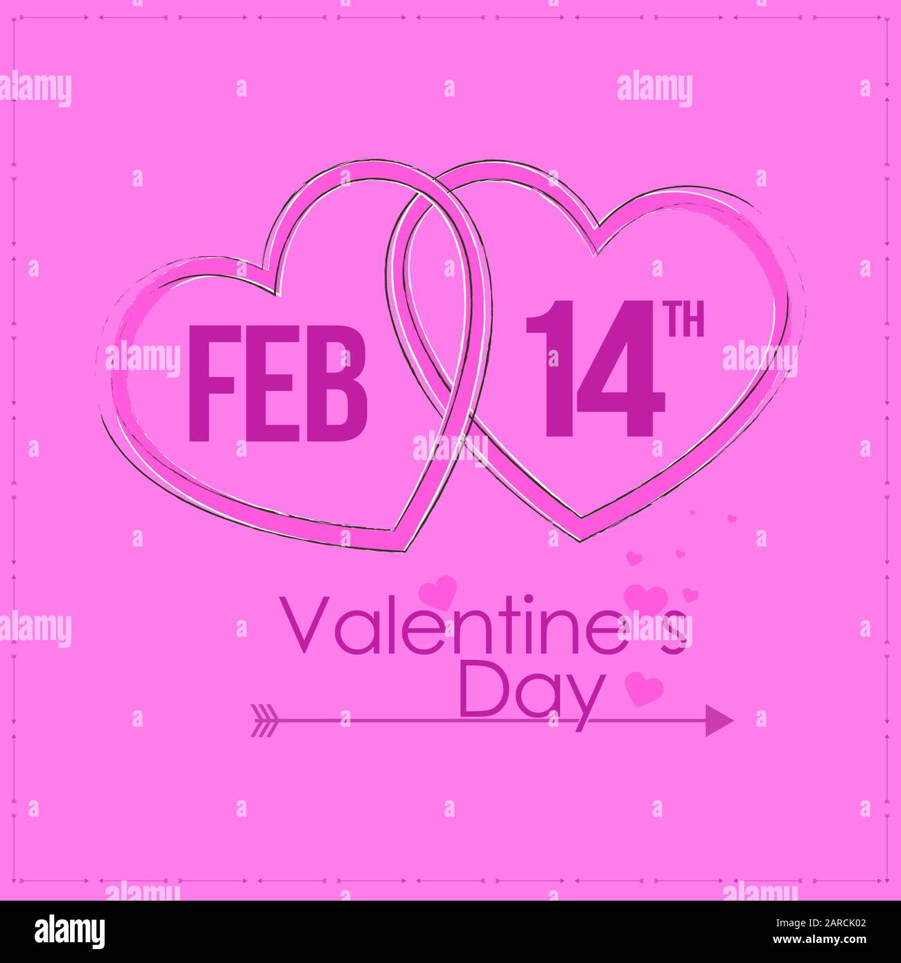 Poster tipografico Happy Valentines Day con sfondo testuale. Illustrazione Vettoriale