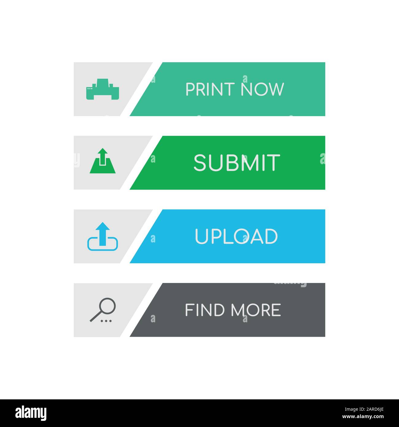 Pulsanti web design piatto. Web e ui applicazione colore icona pulsante per sito web moderno. I pulsanti impostati con diverse azioni. Icone vettoriali isolati su whi Illustrazione Vettoriale