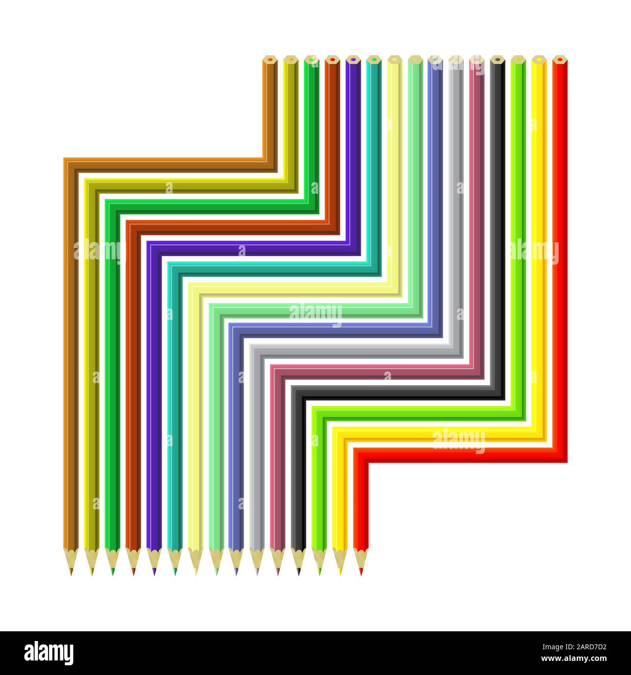 Set di matite colorate isolati su sfondo bianco Illustrazione Vettoriale