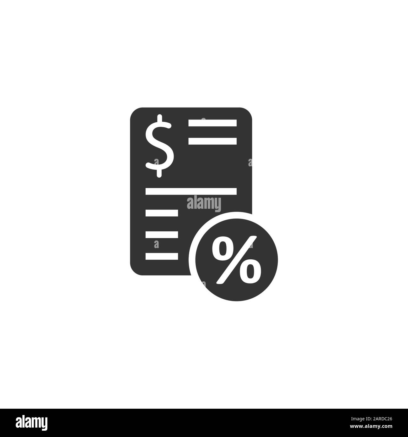 Pagamento tasse icona in stile appartamento. Fattura di bilancio illustrazione vettoriale bianco su sfondo isolato. Calcolare il documento il concetto di business. Illustrazione Vettoriale