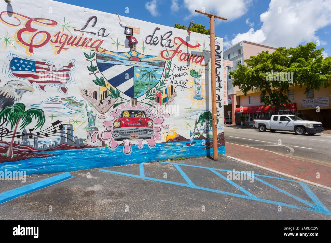 Dipinti murali a Little Havana, Miami, Florida, Stati Uniti d'America, Nord America Foto Stock
