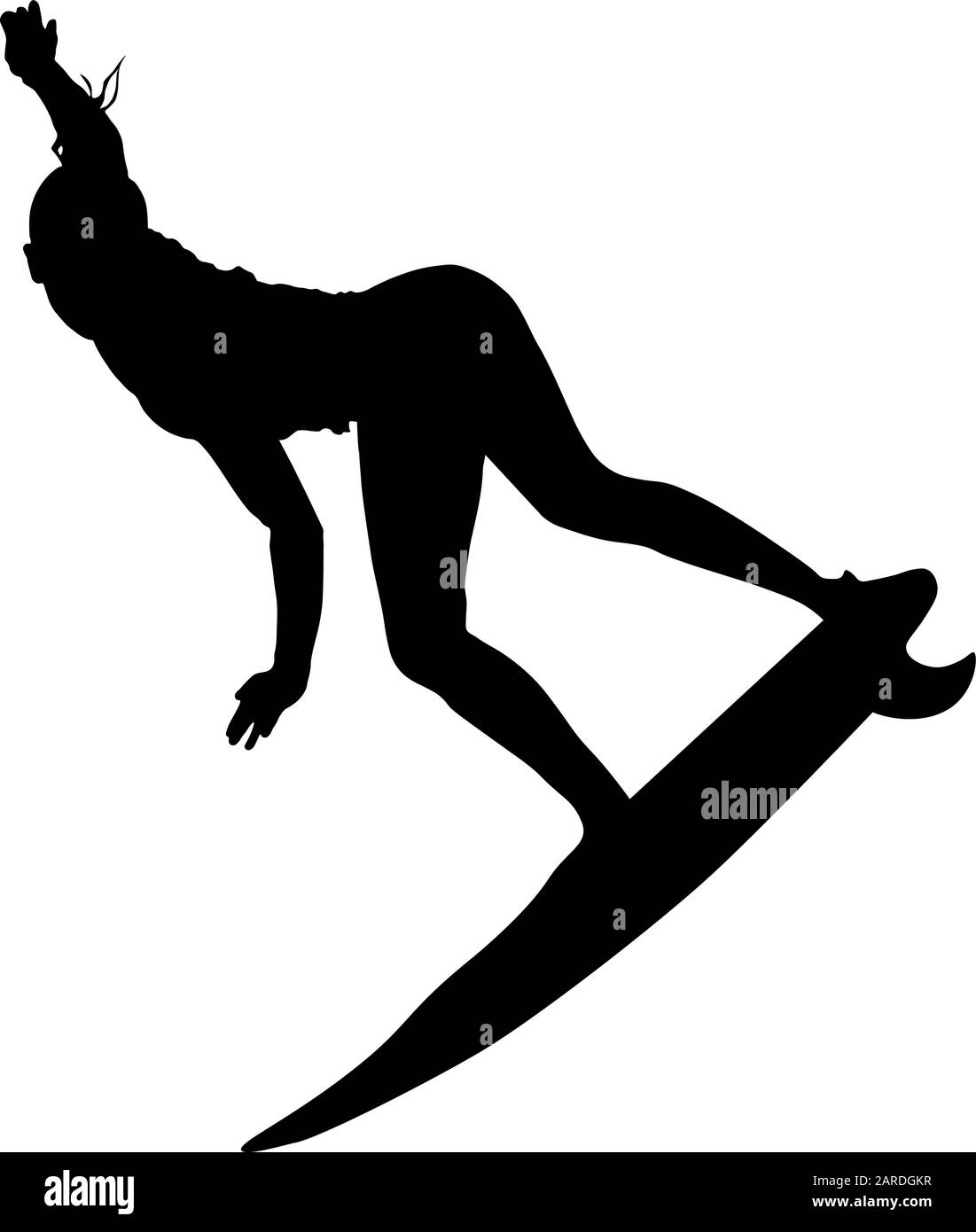 Figura vettoriale silhouette surfer femminile Illustrazione Vettoriale