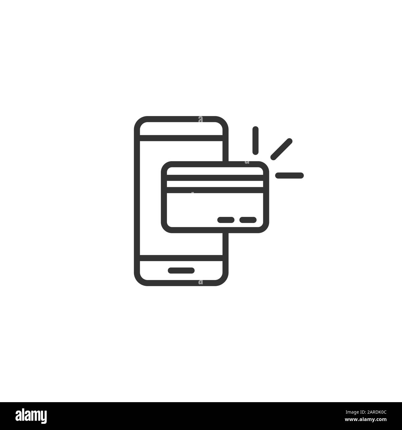 Icona a pagamento per smartphone in stile piatto. Illustrazione del vettore della carta di credito NFC su sfondo bianco isolato. Concetto di business bancario. Illustrazione Vettoriale