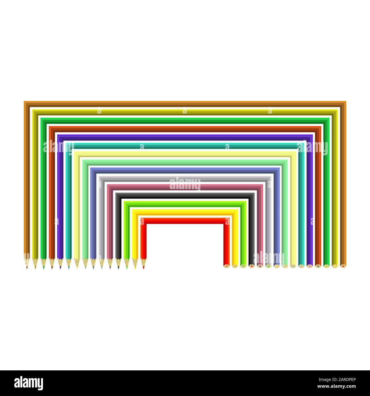 Set di matite colorate isolati su sfondo bianco Illustrazione Vettoriale