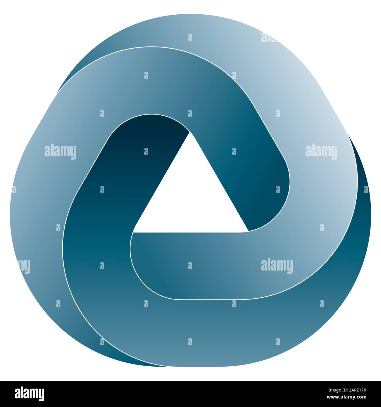 Icona triangolare impossibile. Forma di illusione ottica vettoriale su sfondo bianco. Illustrazione Vettoriale