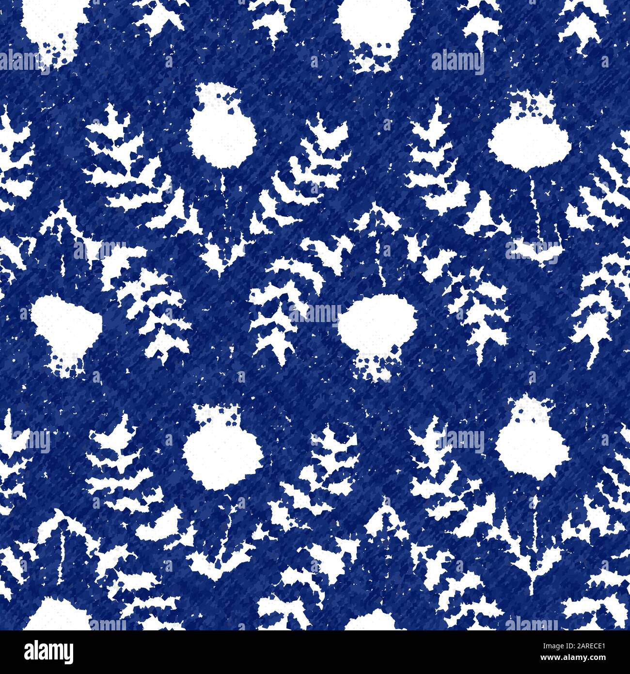 Motivo navy indossato effetto tinto con cianotipo floreale Illustrazione Vettoriale