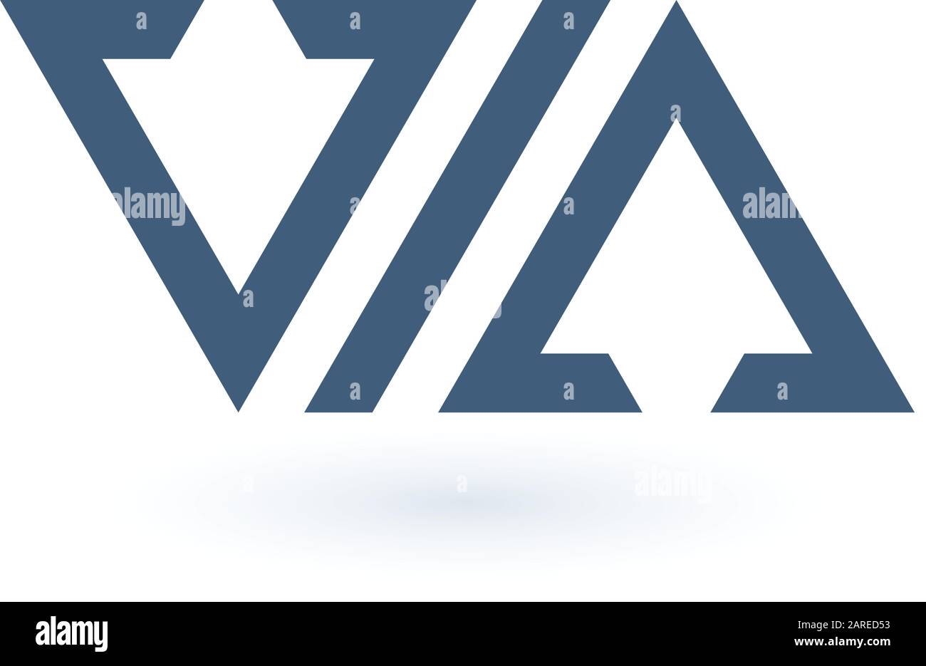 Design geometrico del logo AV a forma di triangolo. Frecce verso l'alto e verso il basso identità stock. Icona aziendale del concetto di identità aziendale simbolo. Illustrazione Vettoriale