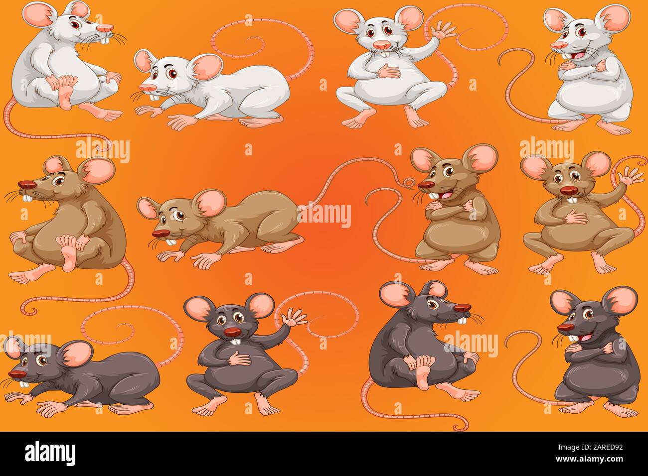 Vettore mouse gruppo di topi cute per il tuo sfondo e le esigenze Illustrazione Vettoriale