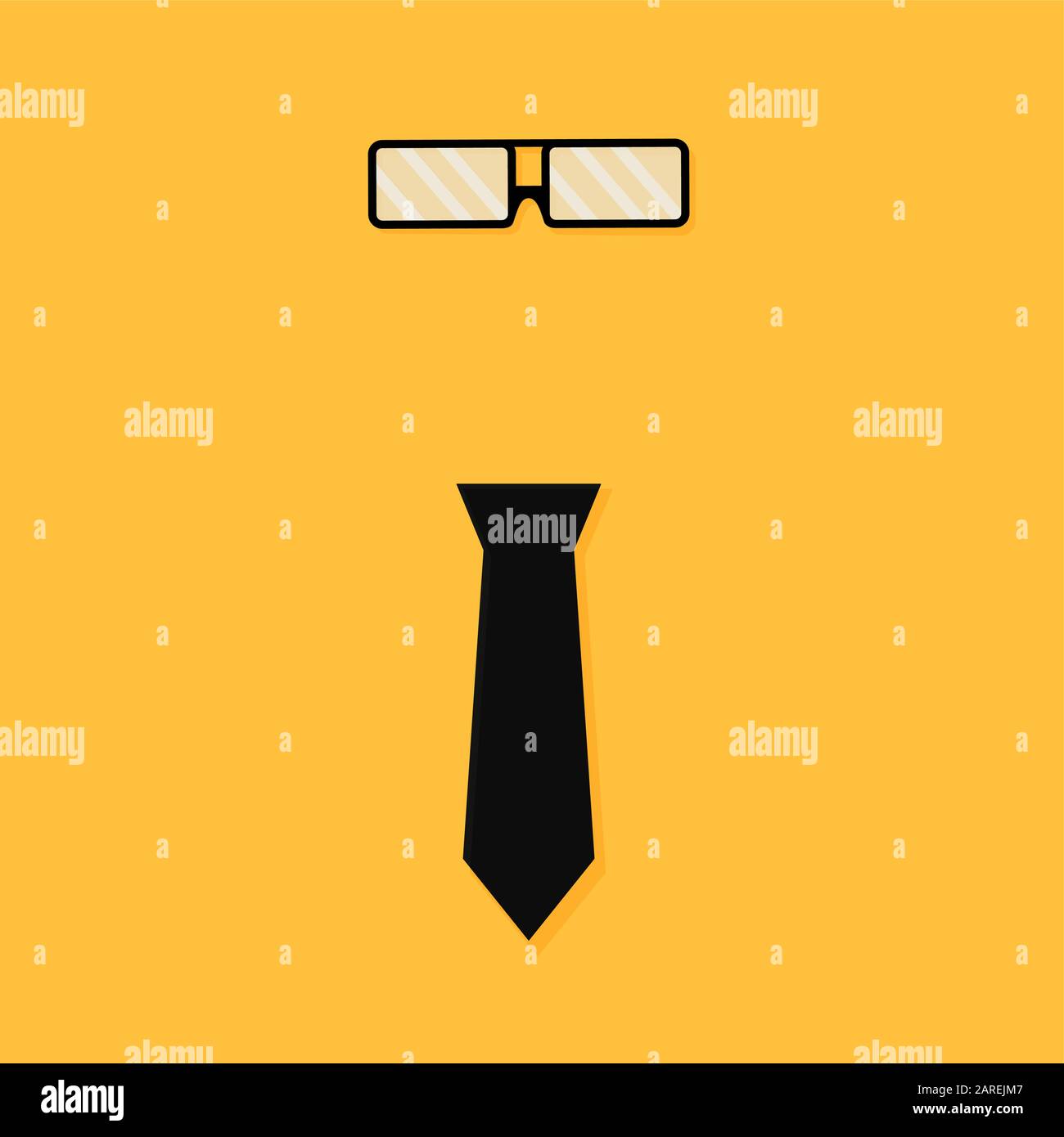 Assumiamo, concetto di banner con cravatta e occhiali. Illustrazione che assumiamo dipendente, società di reclutamento aziendale, suggerire vettore di opportunità Illustrazione Vettoriale