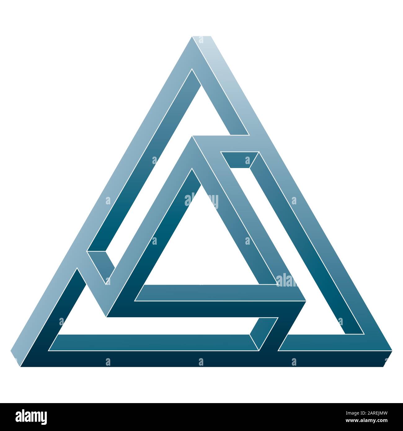 Icona triangolare impossibile. Forma di illusione ottica vettoriale su sfondo bianco. Illustrazione Vettoriale