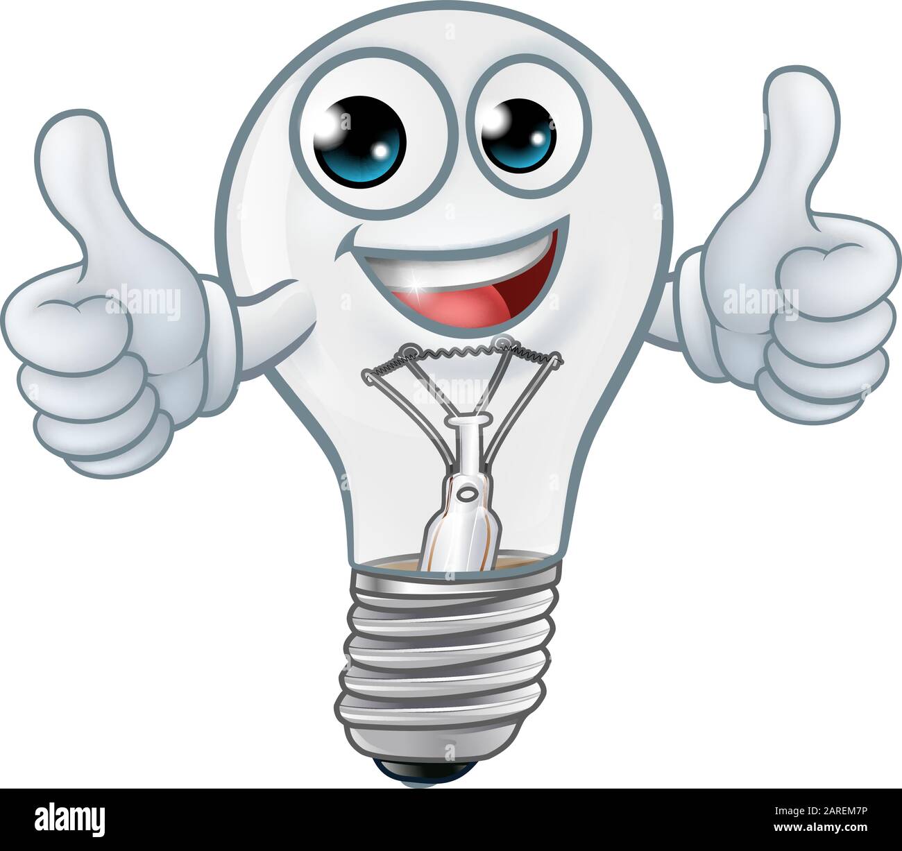 Lampadina della luce dei cartoni animati di mascotte di lampadine Illustrazione Vettoriale