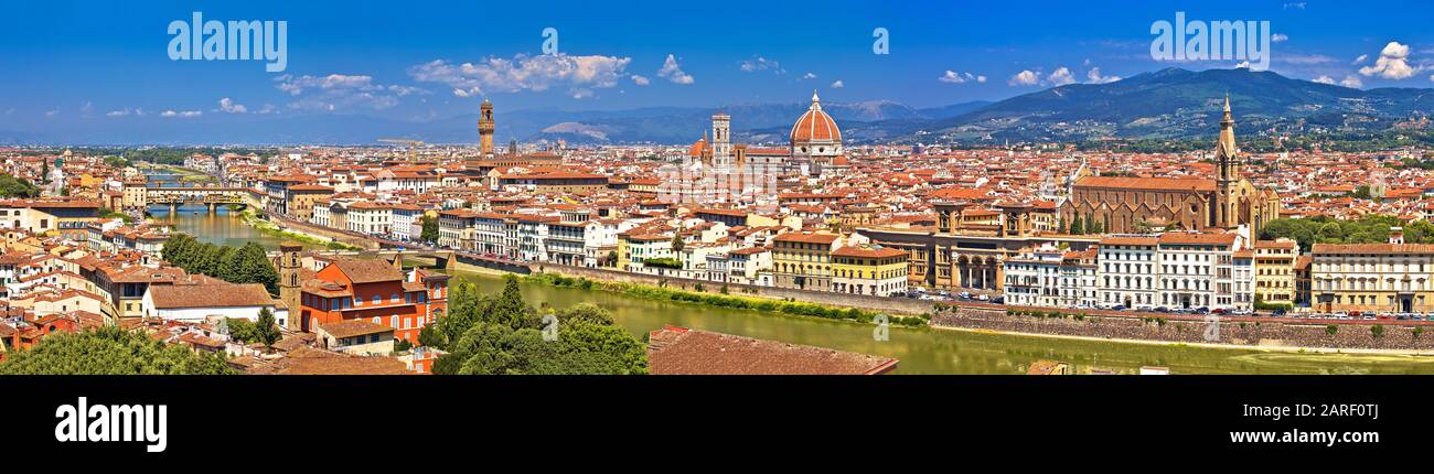 Città di Firenze centro storico aereo vista panoramica, Toscana regione d'Italia Foto Stock