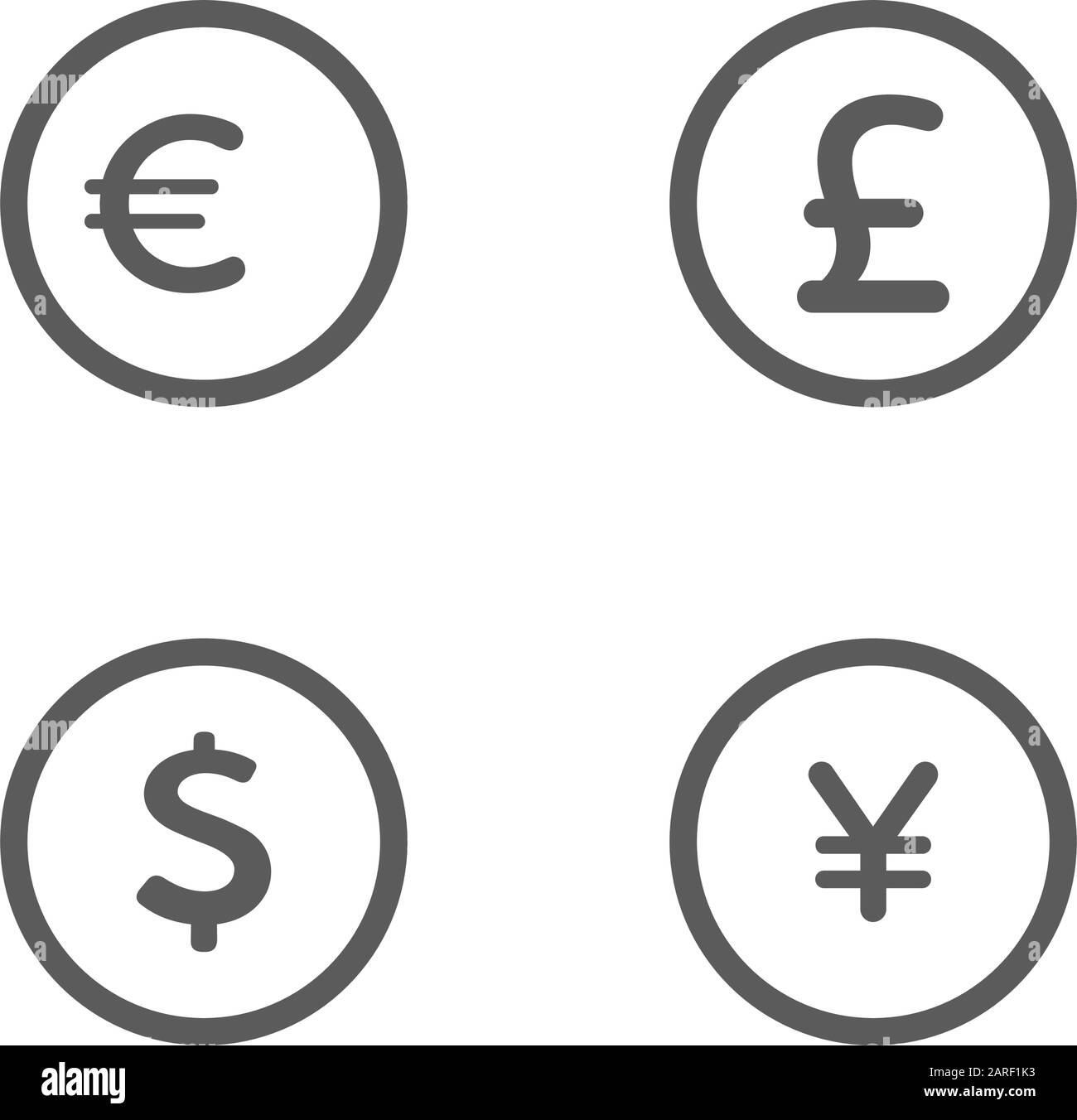 Icone valuta e denaro impostate. Money Dollar, Euro, Yen, Pound, icona in stile appartamento alla moda design. Illustrazione del vettore Illustrazione Vettoriale