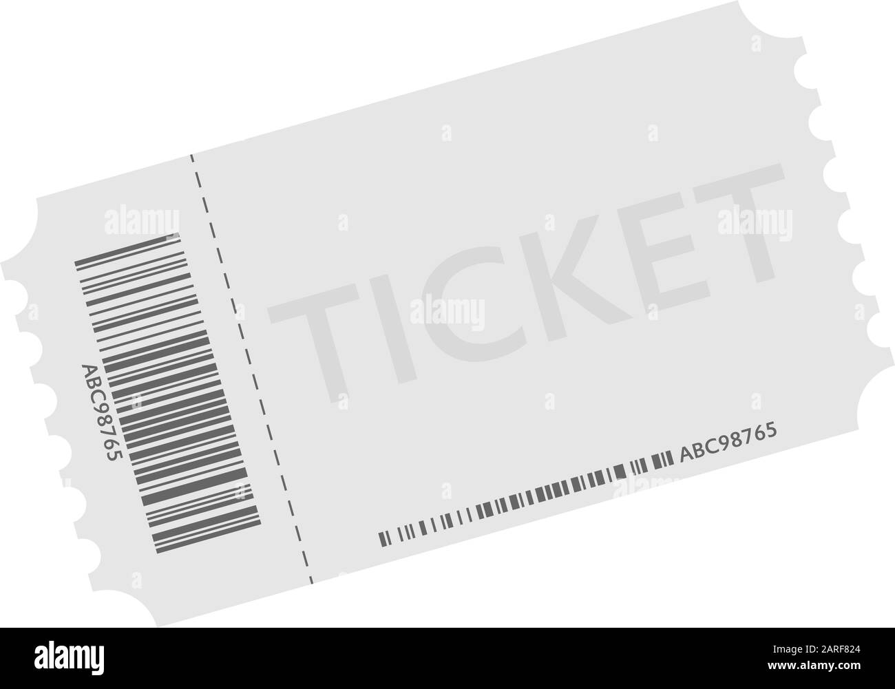 biglietto d'ingresso con stub detatchable con illustrazione vettoriale del simbolo del codice a barre Illustrazione Vettoriale