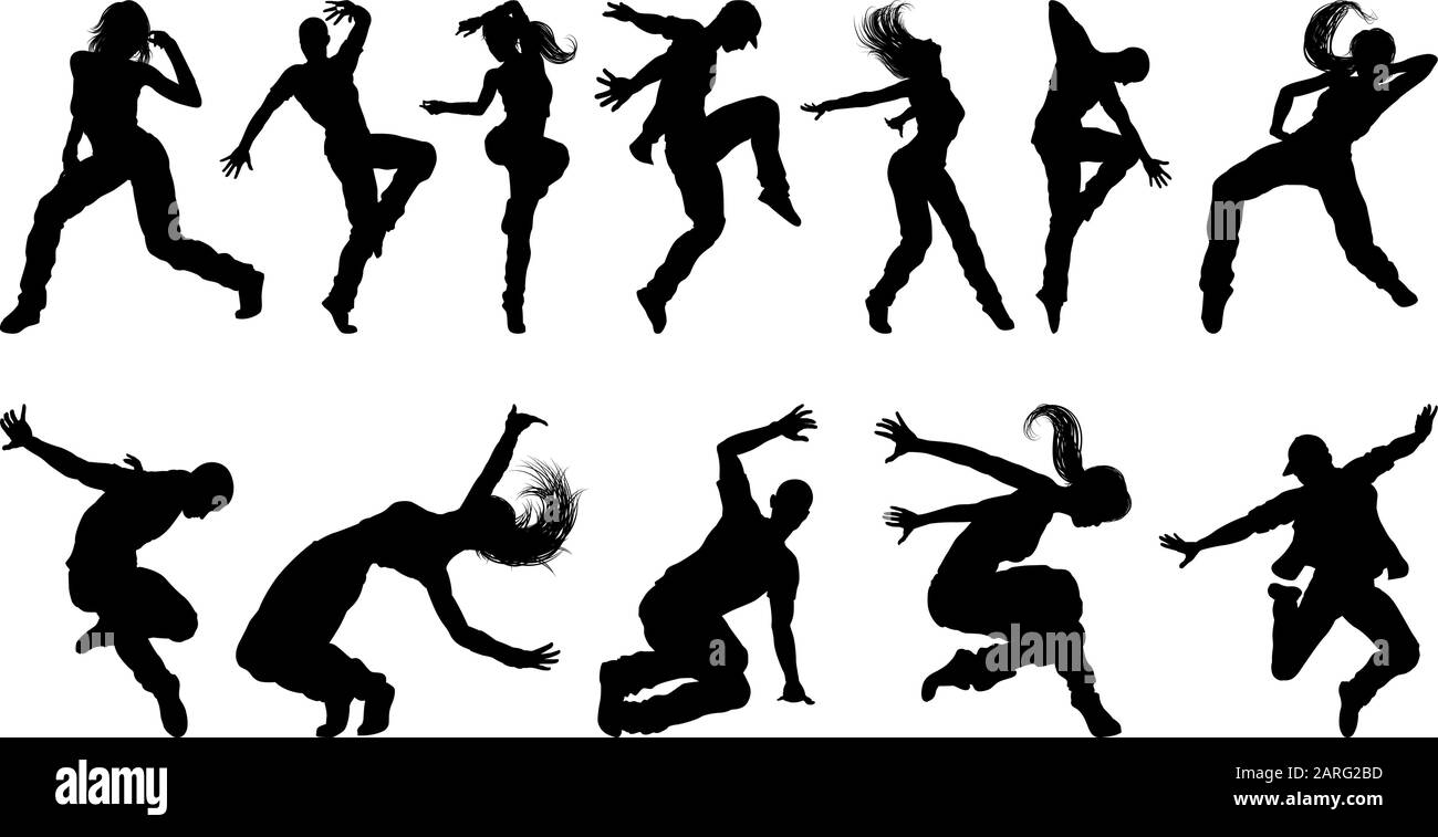 Danza di strada Silhouette ballerino Illustrazione Vettoriale