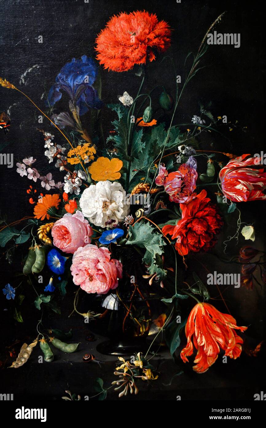 Fiori in vaso, di Jan Davidsz de Heem, museo Hermitage, San Pietroburgo Russia, Europa. Foto Stock
