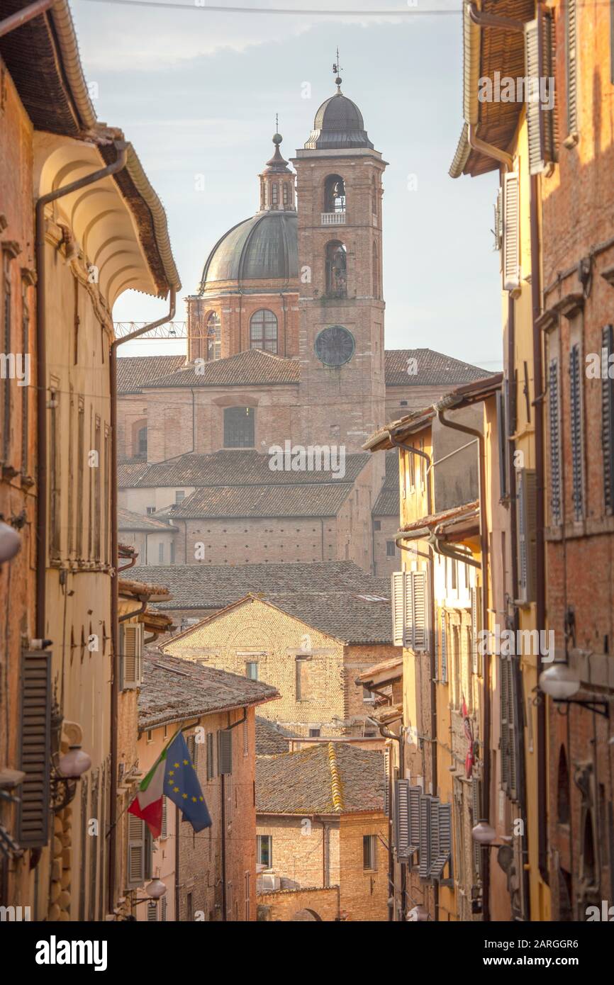 Via Bramante, Urbino, Marche, Italia, Europa Foto Stock