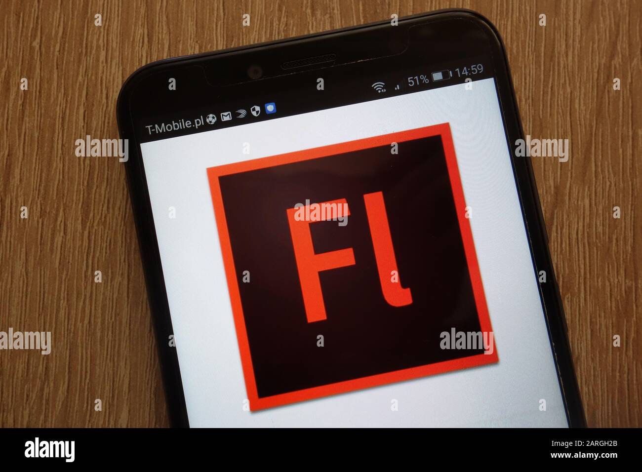 Logo Adobe Flash visualizzato su uno smartphone moderno Foto Stock