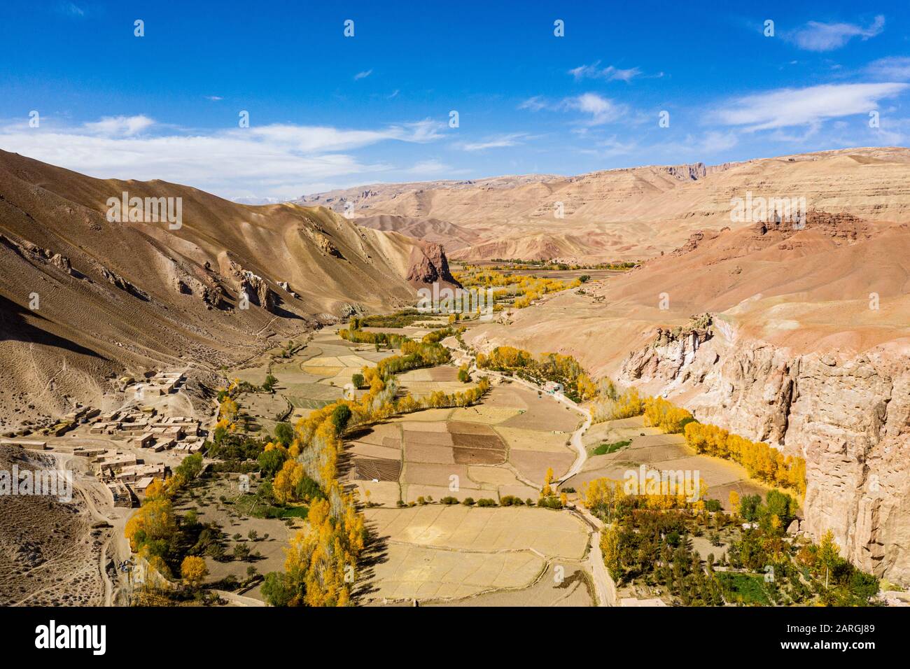 Fertile valle nei pressi della provincia di Yakawlang, Bamyan, Afghanistan, Asia Foto Stock