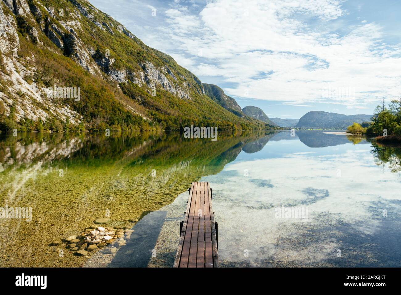 Lago Di Bohinj, Parco Nazionale Del Triglav, Alta Carniola, Slovenia, Europa Foto Stock