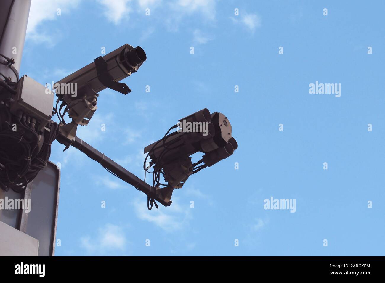 Telecamere per il controllo della sicurezza del traffico Foto Stock