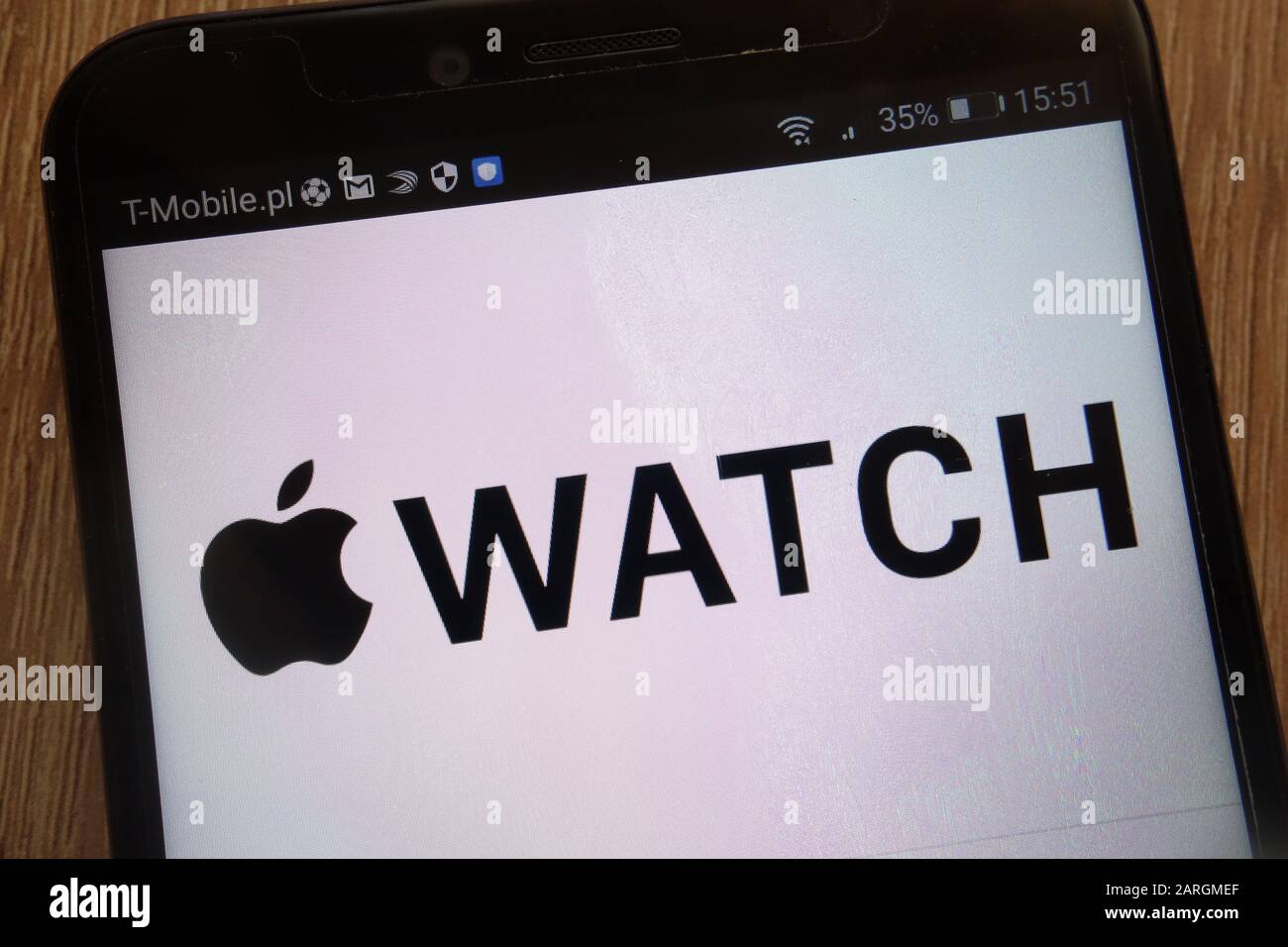 Logo Apple Watch visualizzato su uno smartphone moderno Foto Stock