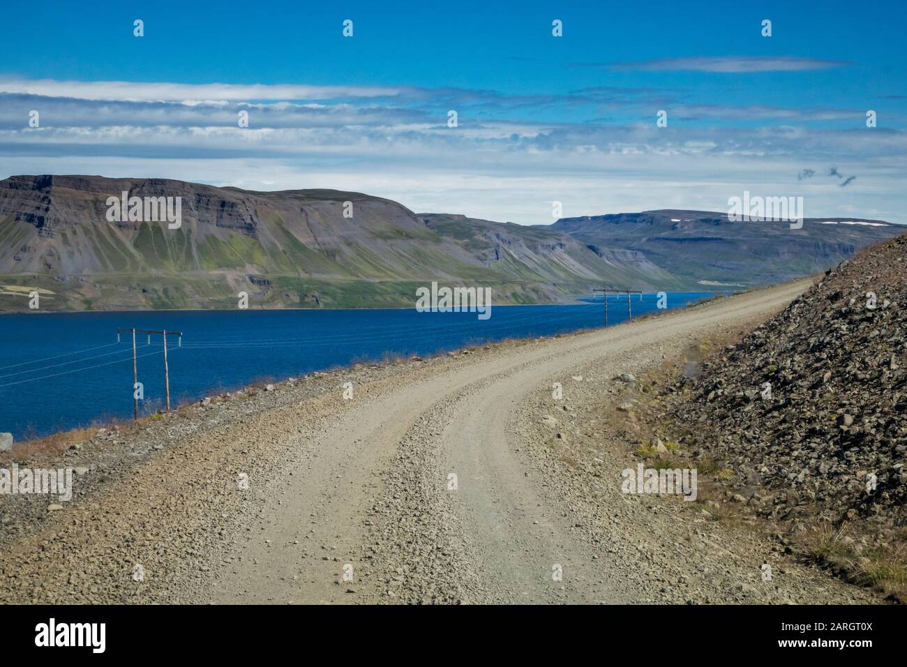 Strade di montagna, Gilsfjordur Westfords, Islanda Foto Stock