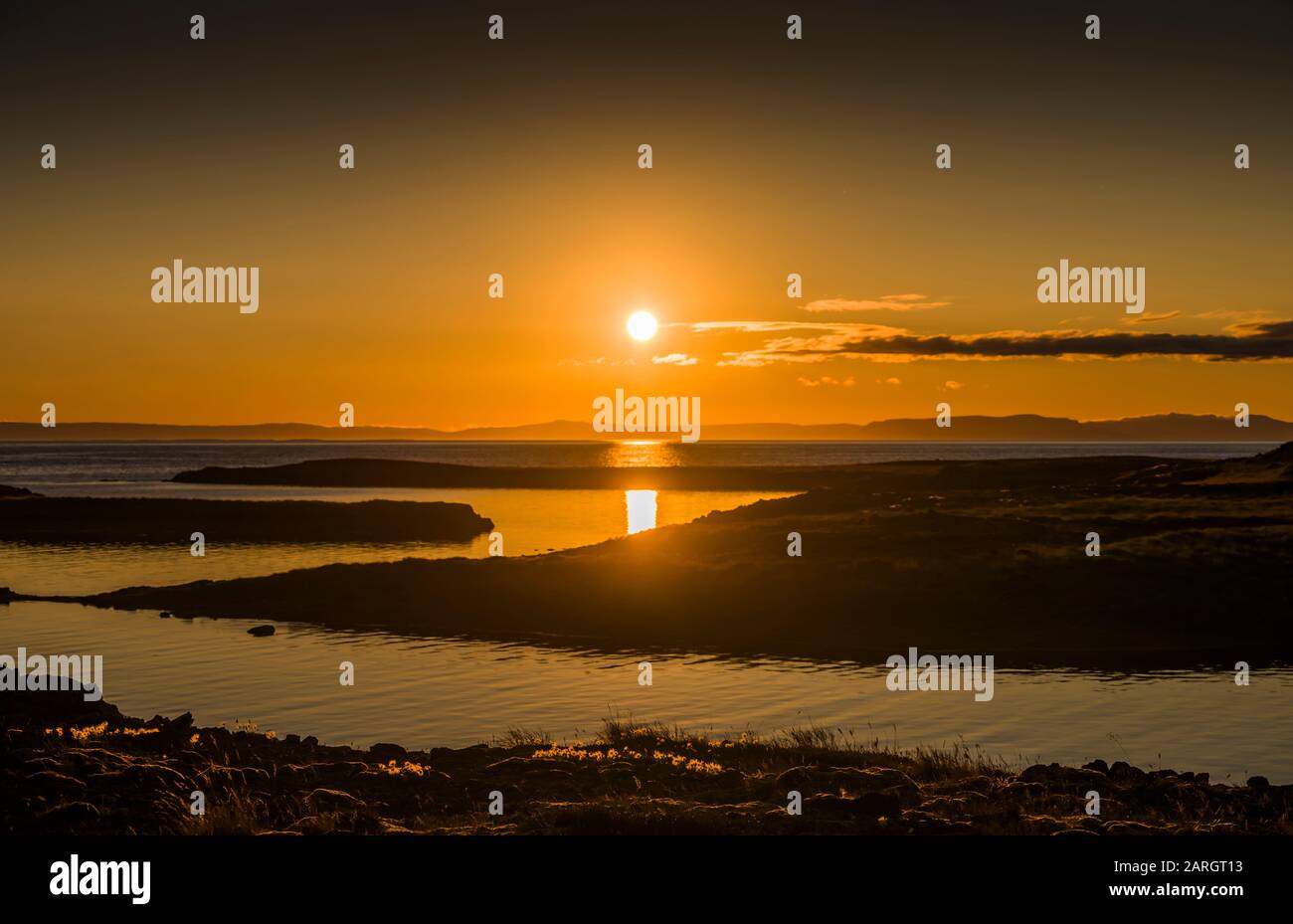 Tramonto, Penisola Di Snaefellsnes, Islanda Foto Stock