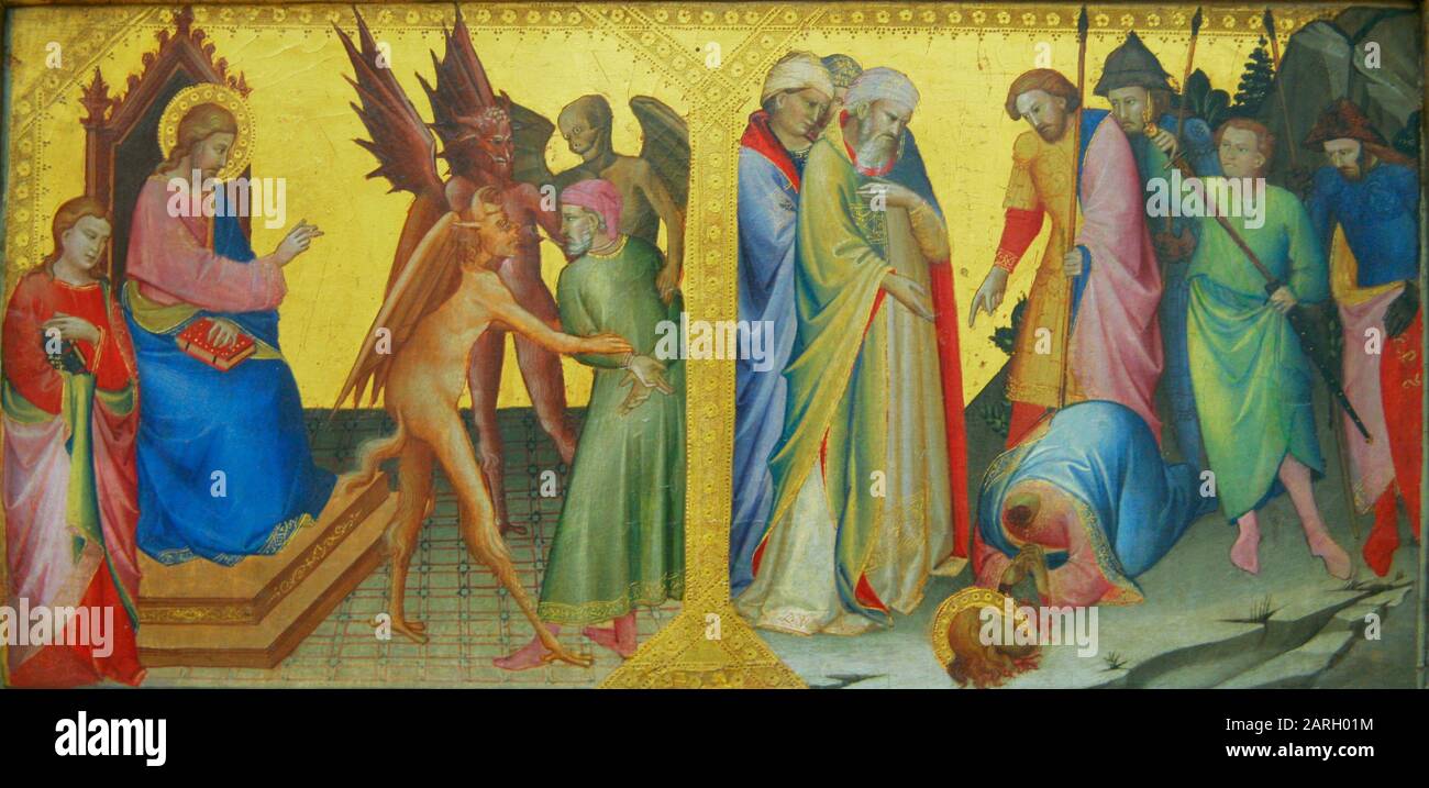 Lorenzo Monaco. Saint James e Hermogenes. Il Martirio di San Giacomo, 1387 8, Louvre Foto Stock