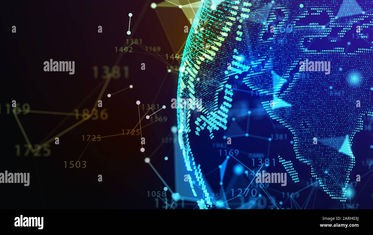 Concetto di rete, di comunicazione di internet. 3d'illustrazione. Foto Stock