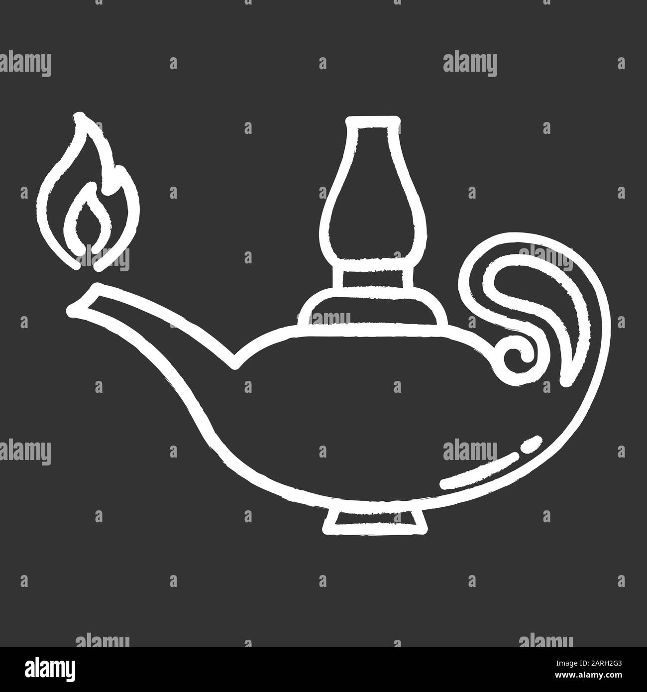 Icona gesso lampada. Lanterna di olio luminosa e luminosa. Simbolo spirituale della Bibbia. Lampada da fuoco del Medio Oriente. Leggenda araba. Storia cristiana. Iso Illustrazione Vettoriale