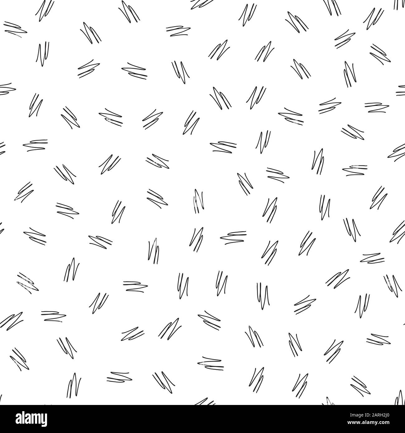 Abstract seamless pattern con scarabocchi su sfondo bianco. Semplice configurazione astratta sfondo per interrior, disegno tessile carta artigianale. Disegnata a mano Illustrazione Vettoriale