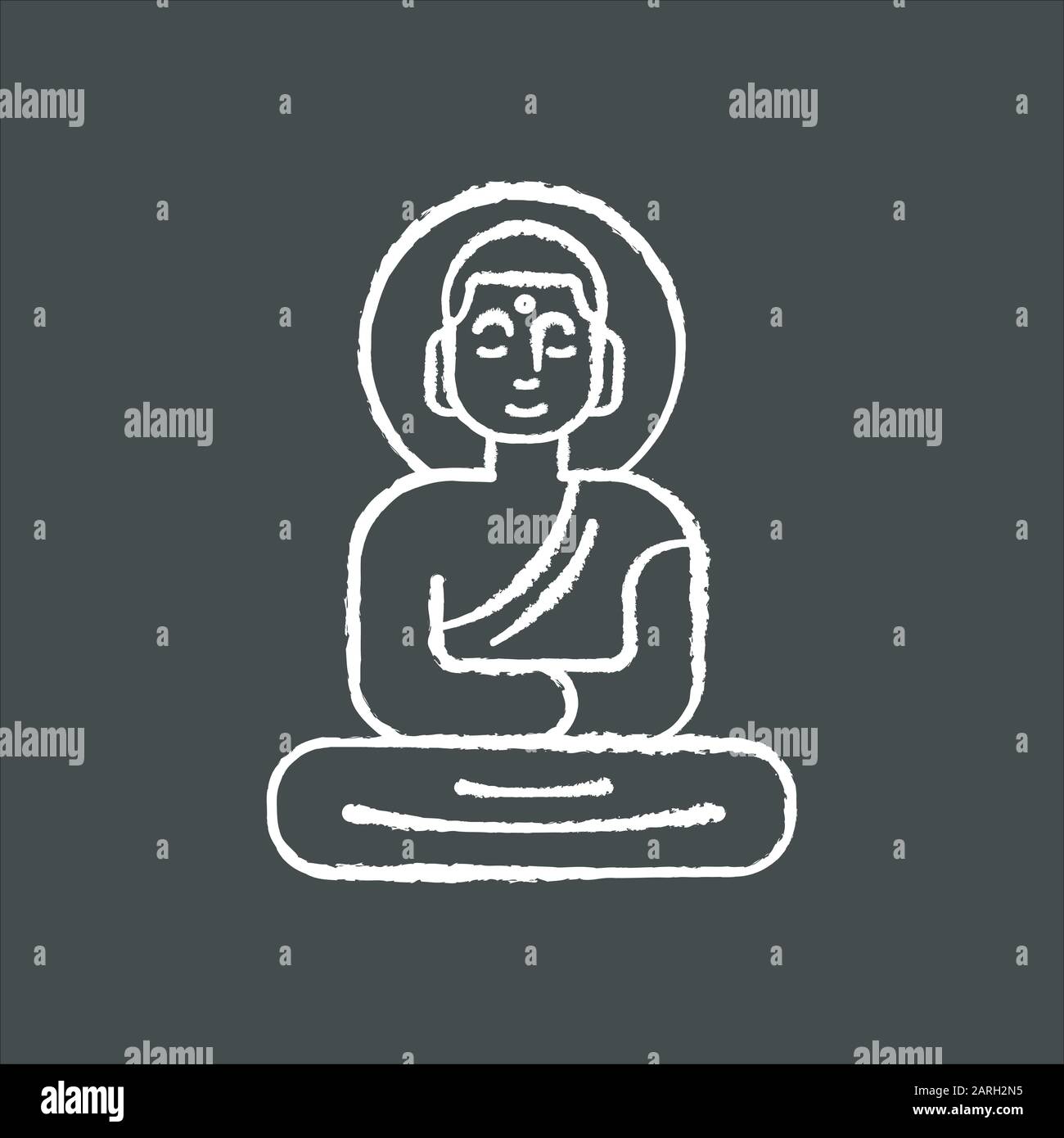 Statua del Buddha icona gesso. Meditazione seduta in posa di loto. Simbolo di pace e armonia. Alla scoperta della cultura indonesiana delle isole. Religioso orientale sc Illustrazione Vettoriale