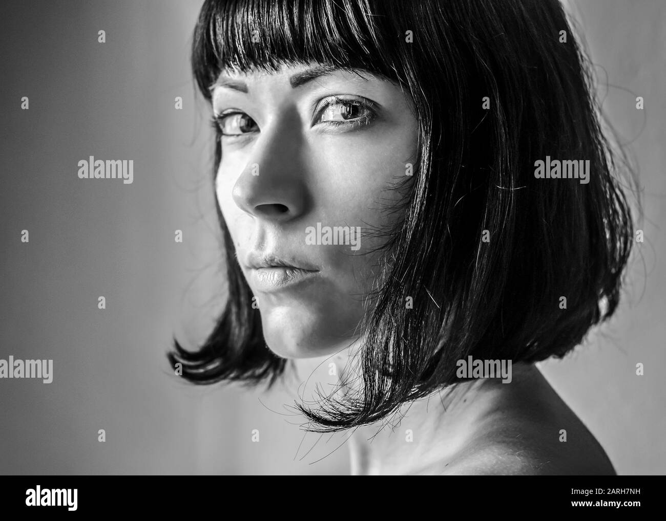 Ritratto di donna in bianco e nero Foto Stock