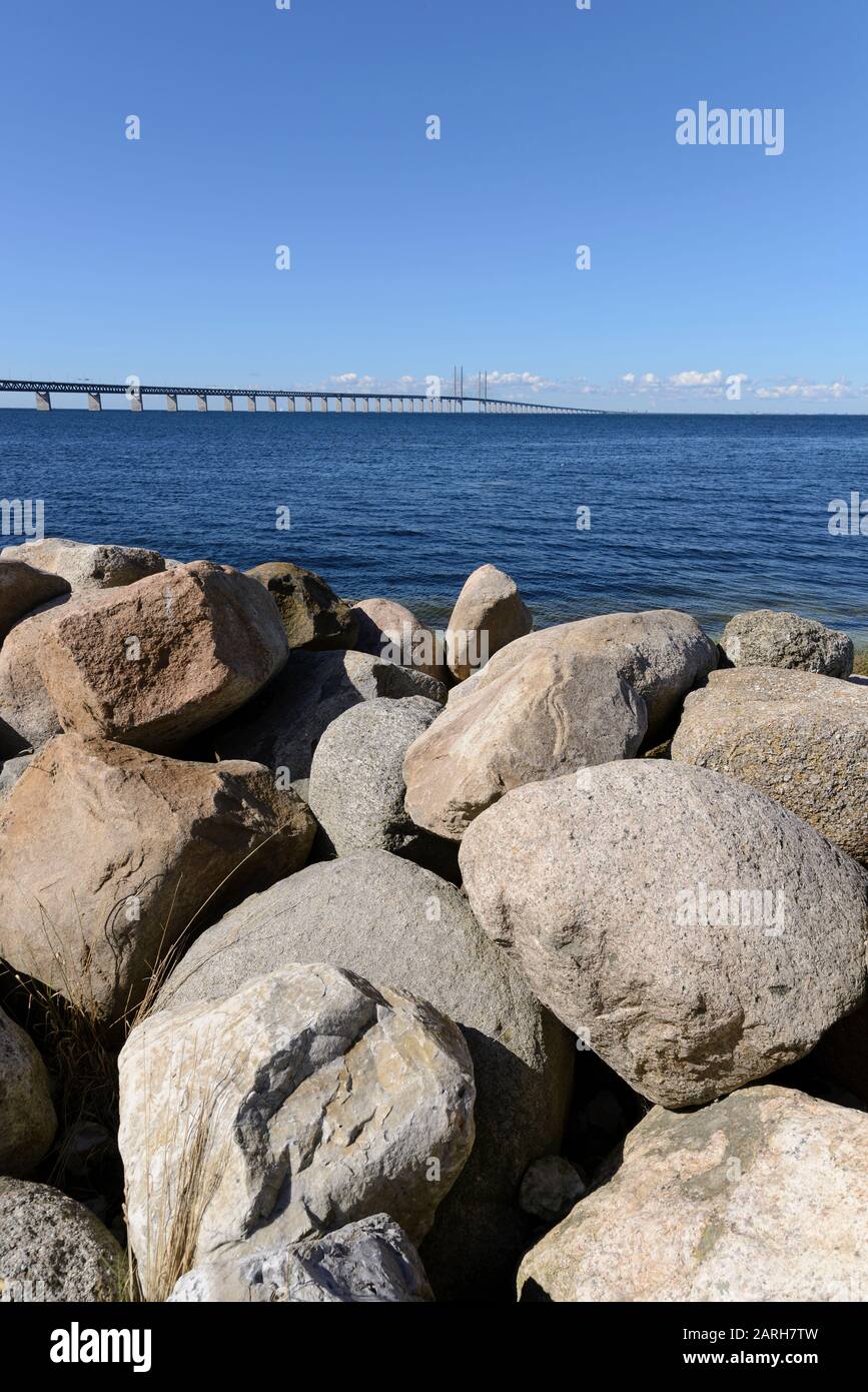 Öresundbrücke zwischen Dänemark und Schweden Foto Stock