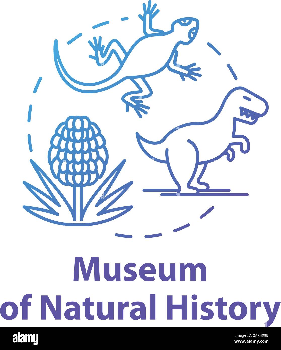 Museo Di Storia Naturale icona concetto. Animali preistorici. Esposizione biologica. Naturhistorisches. Mostra paleontologica idea linea sottile illus Illustrazione Vettoriale