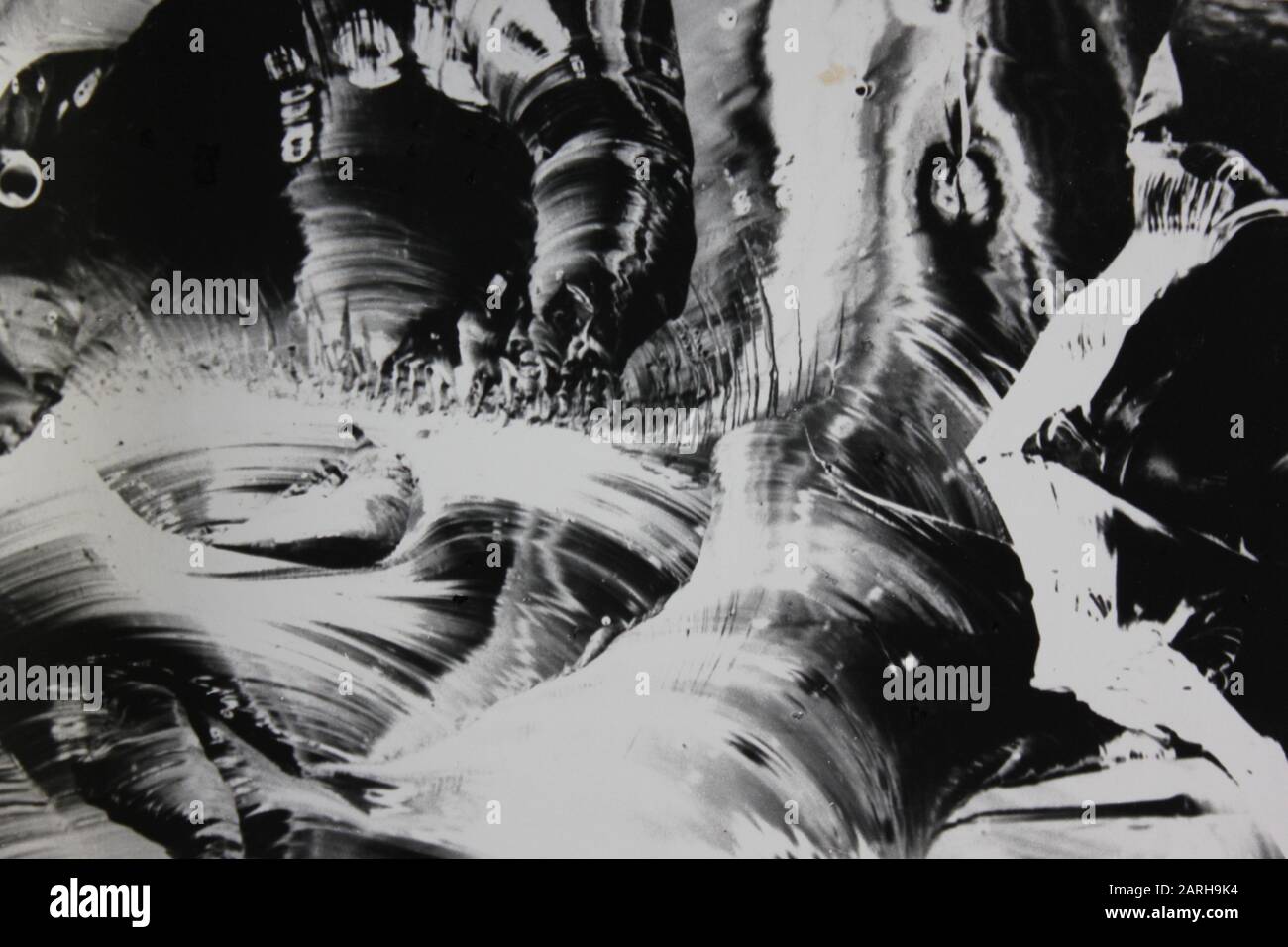 Fine anni '70 fotografia astratta estrema in bianco e nero Foto Stock