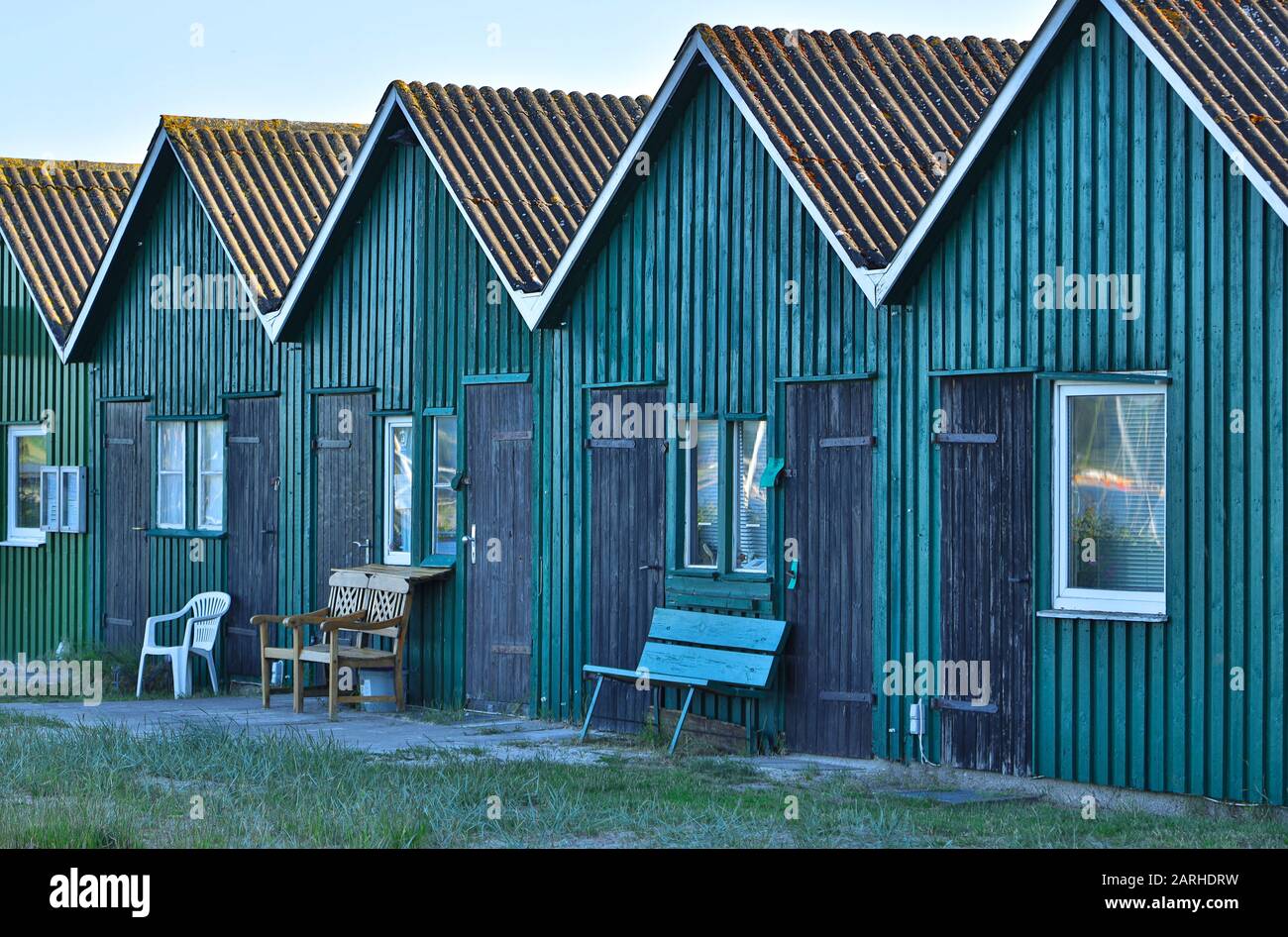Queste piccole case vacanze sul Mar Baltico sono impressionanti e molto belle. Foto Stock