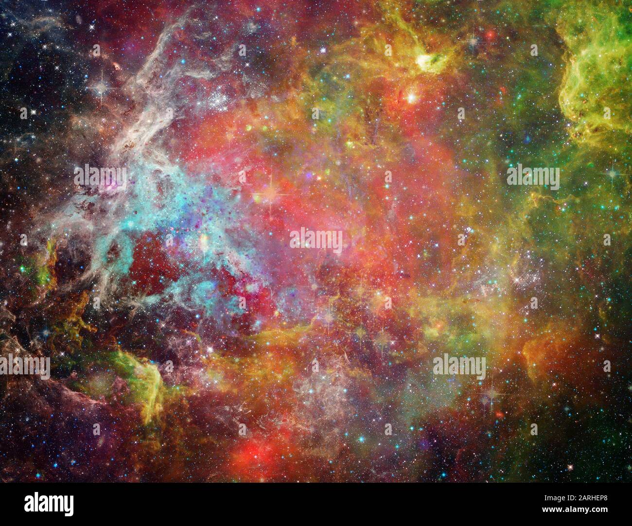 Spazio galattico. Stelle colorate in universo Foto Stock