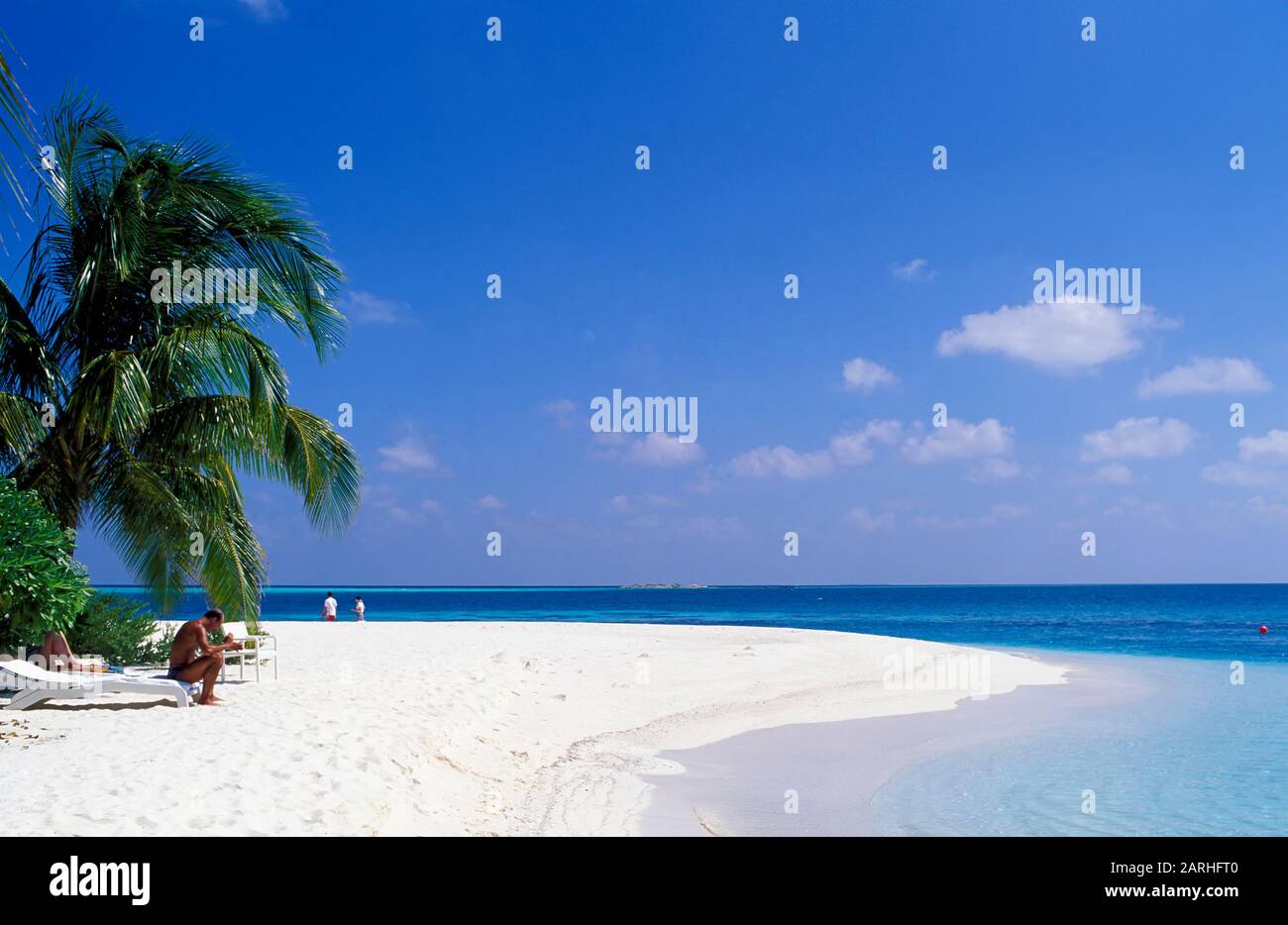 Spiaggia, Insel Rangali, Ari-Atoll, Maldive, Oceano Indiano Foto Stock
