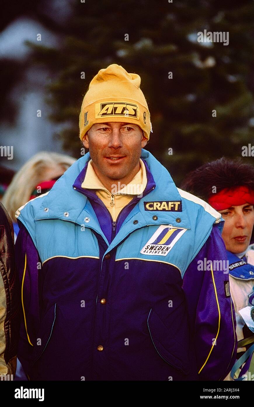 Ingmar Stenmark di Svezia in gara ai Campionati mondiali di sci alpino FIS del 1989 Foto Stock