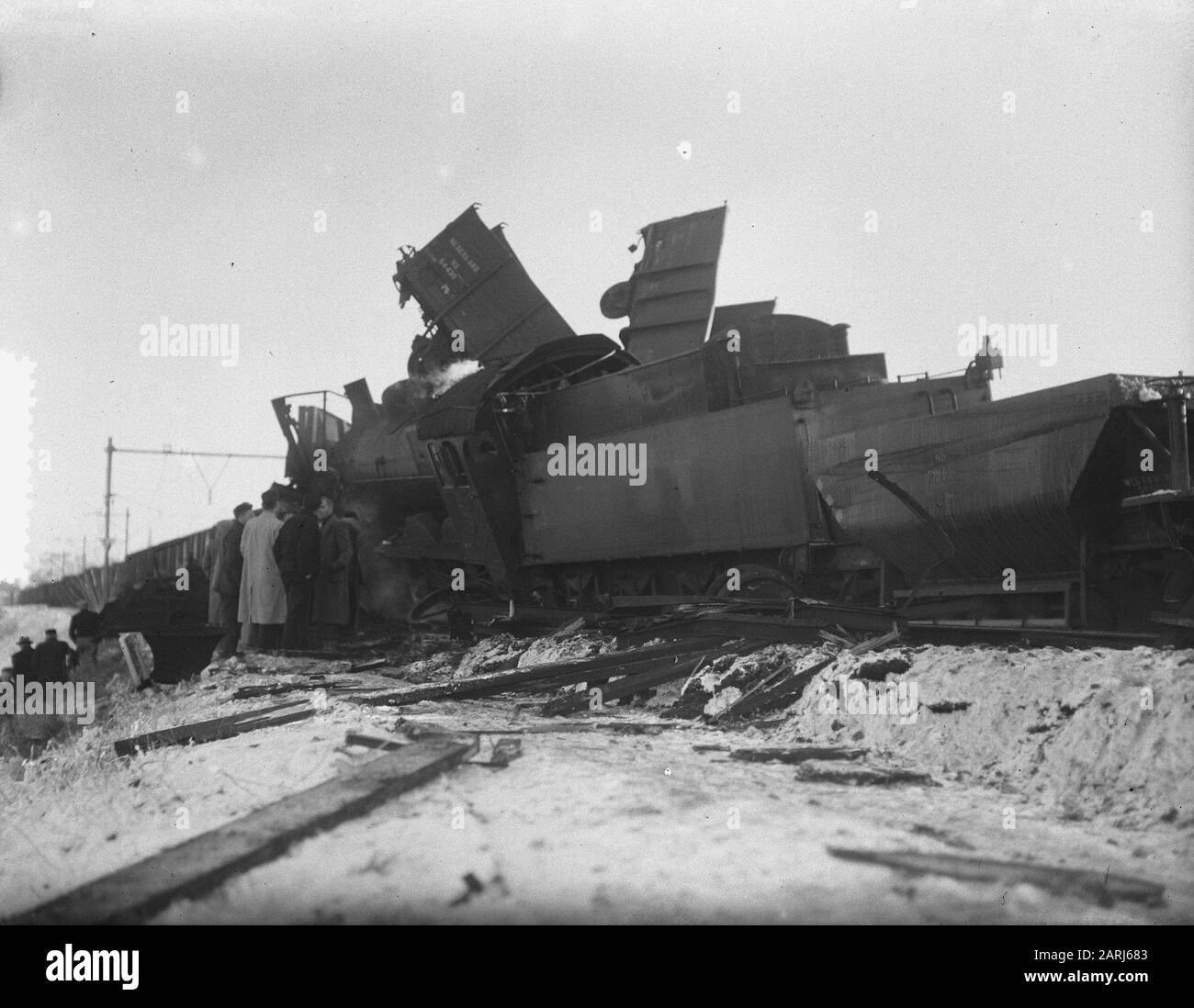Collisione Ferroviaria Zutphen Data: 25 Novembre 1952 Località: Gelderland, Zutphen Parole Chiave: Collisioni Ferroviarie Foto Stock