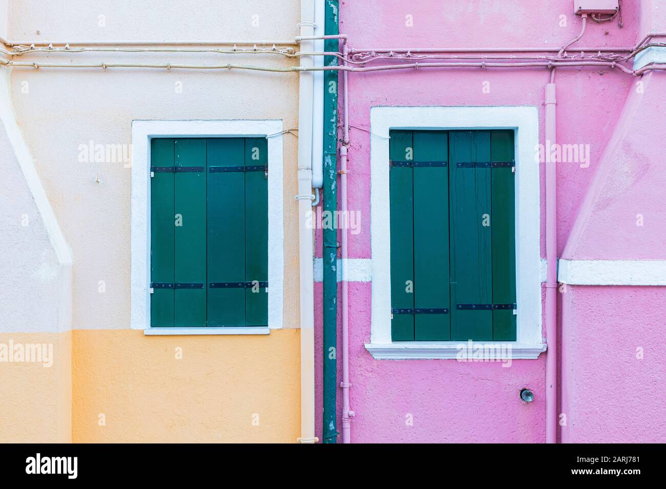 Le case colorate di Burano, Laguna di Venezia, Venezia Italia Foto Stock
