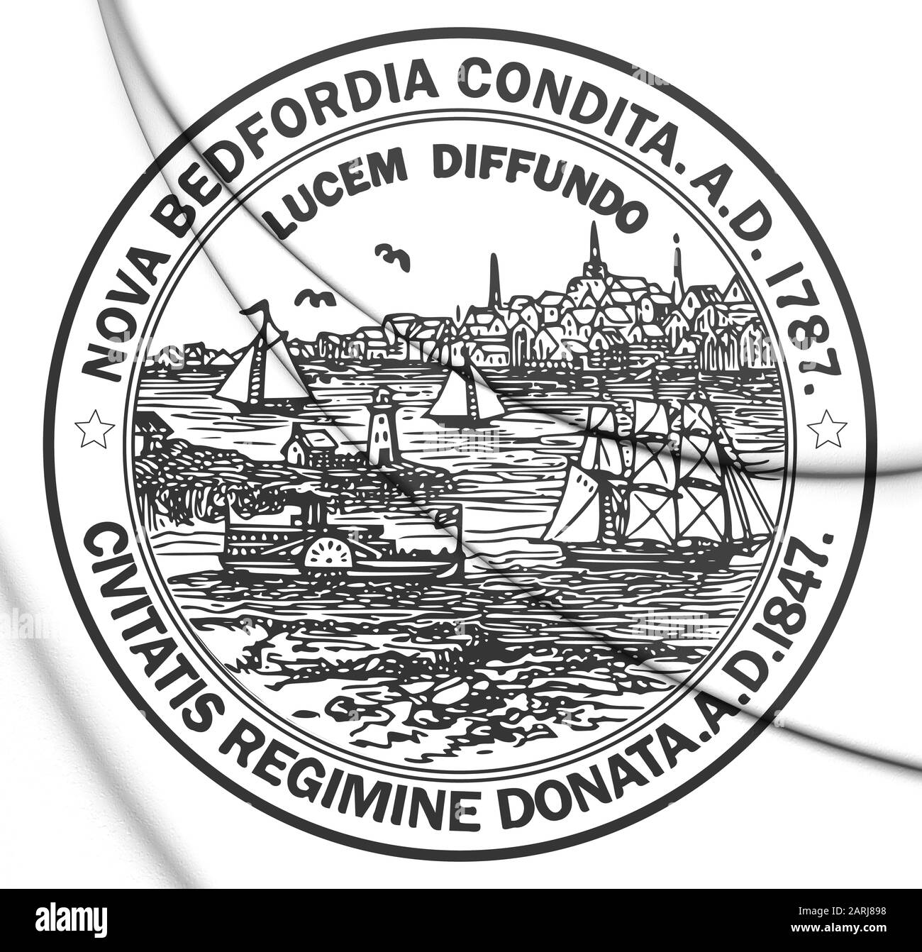 3D Sigillo di New Bedford (Massachusetts), Stati Uniti. Illustrazione 3D. Foto Stock