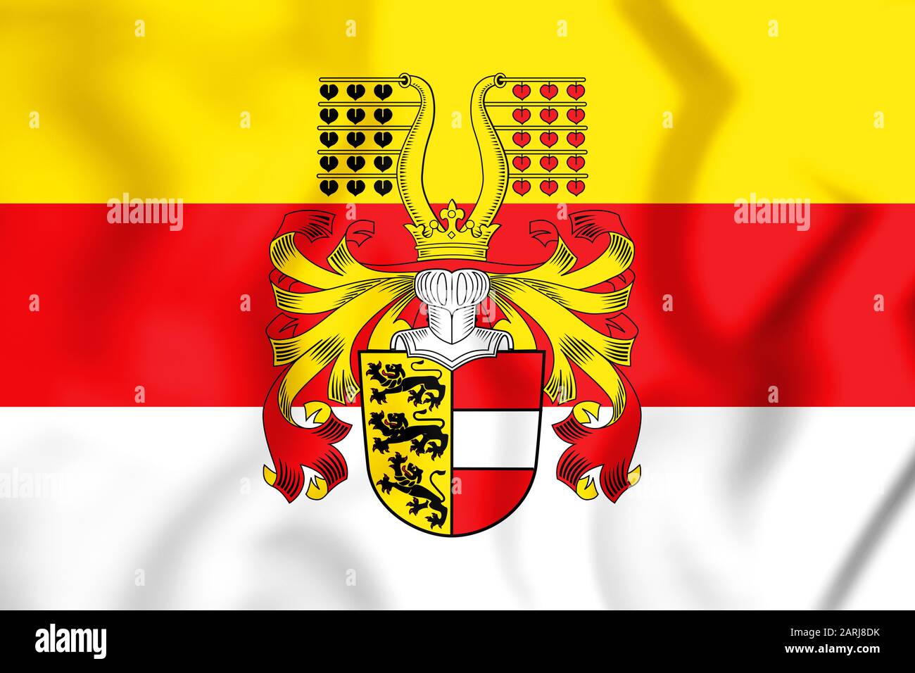 3D Bandiera della Carinzia, Austria. 3D'illustrazione. Foto Stock