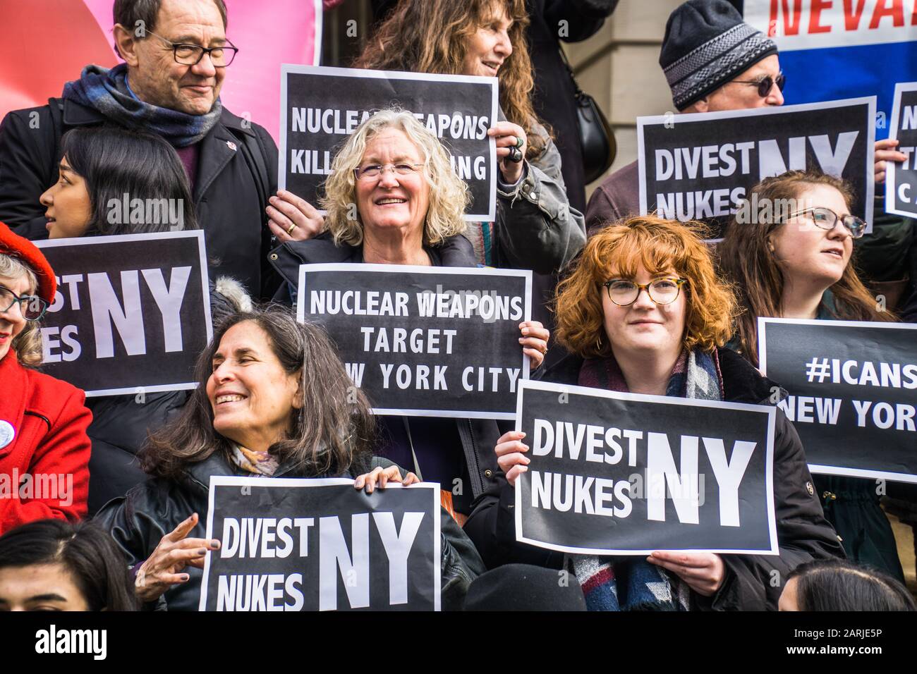 Conferenza Stampa Campagna Di New York Per Abolire Le Armi Nucleari. Foto Stock