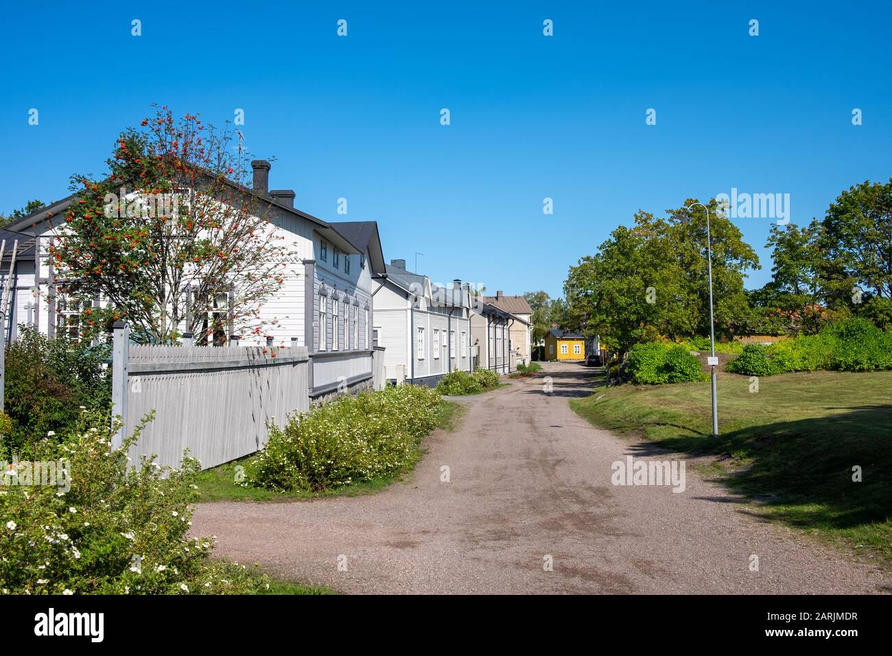 Old Rauma è il centro di legno della città di Rauma, Finlandia. È classificato come patrimonio dell'umanità dell'UNESCO. Foto Stock